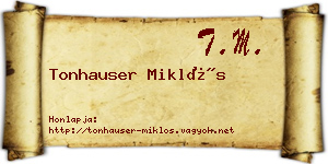 Tonhauser Miklós névjegykártya